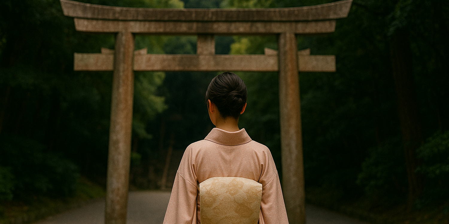 参拝している人の後ろ姿