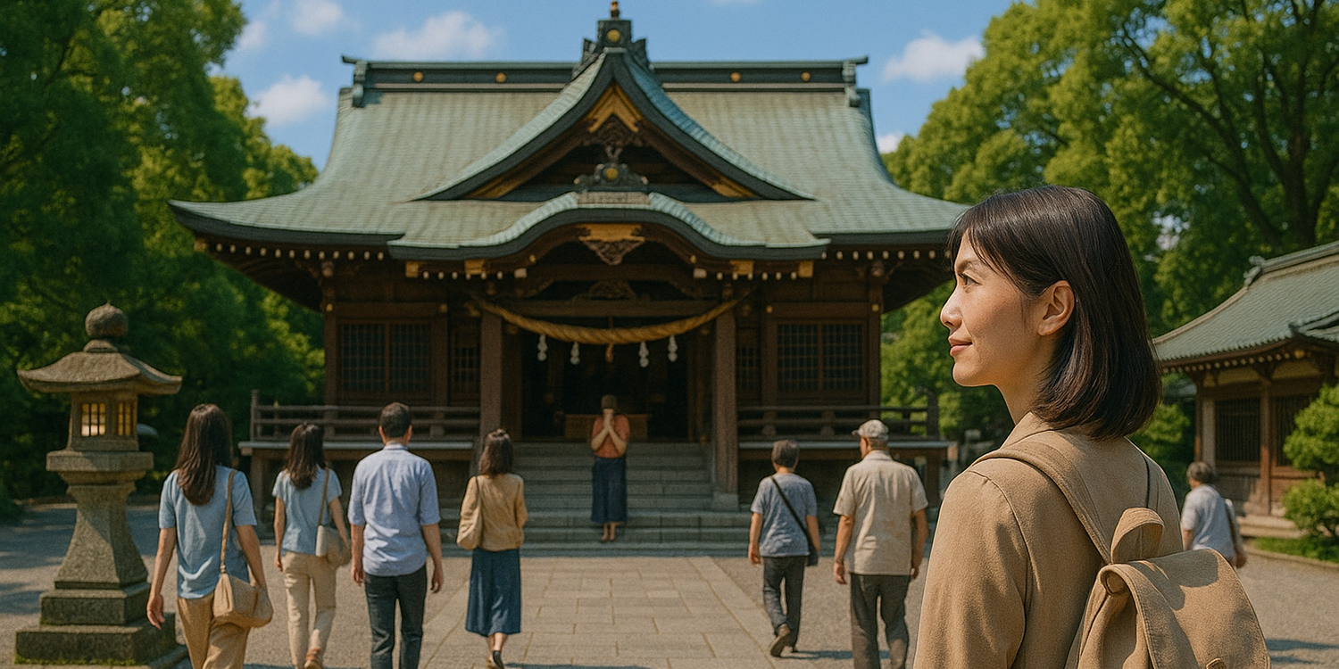 早朝の神社の風景(静寂感) 女性ひとり旅っぽい雰囲気